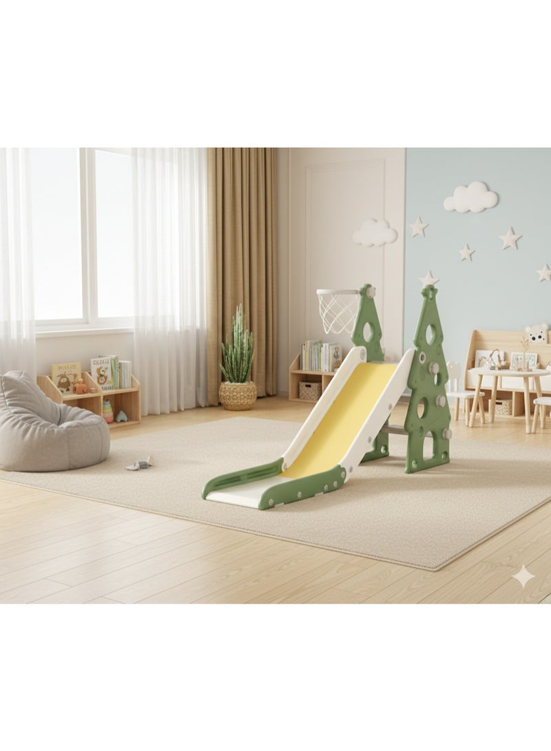 FULL JOY 2 in 1 Mini Kids Slide with Basketball Hoop, Foldable Slide for Toddlers Boys Girls Climbers, Indoor and Outdoor Toys - Image 2